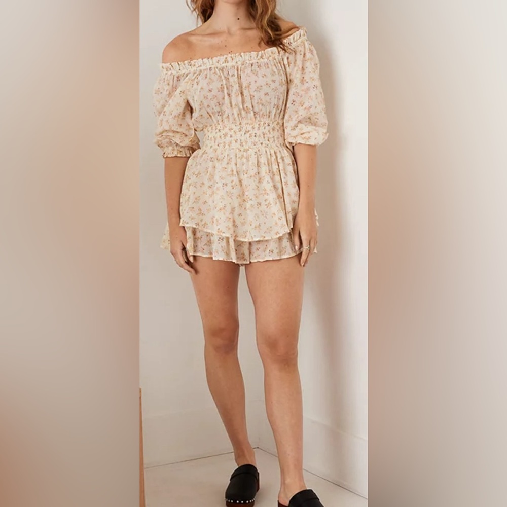 American Eagle Ruffle Scoop Neck Romper
